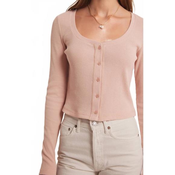 NEW Z SUPPLY ciana cropped waffle top in soft pink - Picture 5 of 5